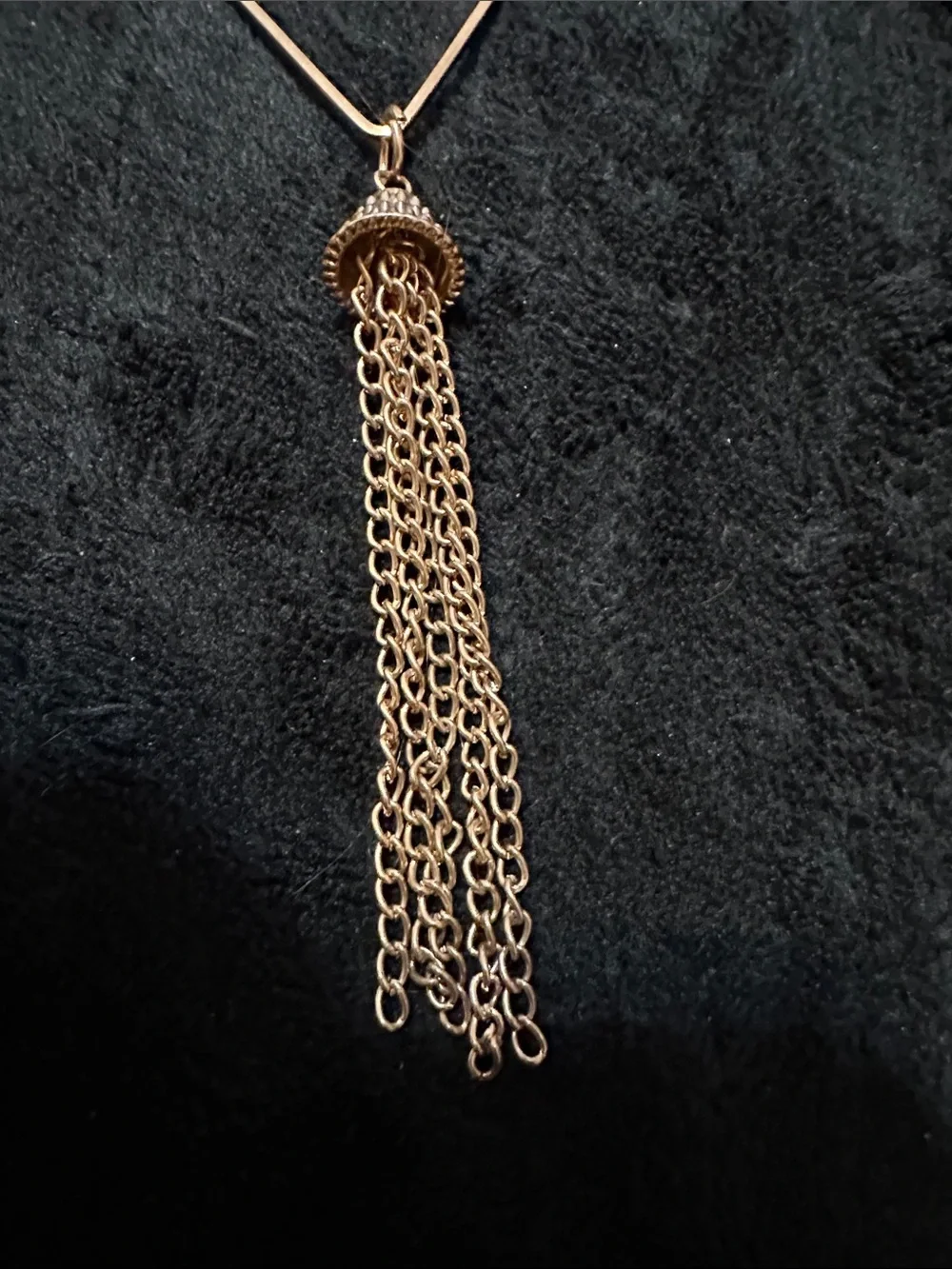 Gold Tone Geometric Tassel Pendant Necklace -  Women Jewelry FAUX